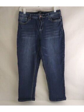 Earl Jeans Women's Distressed Whiskered Embroidered Capri Jeans Size 12